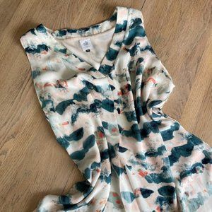 CABI | Peachy Green Watercolor Blouse | L NWOT